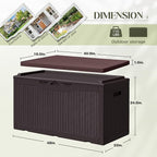 Greesum 100 Gallon Resin Deck Box Large Outdoor Storage with Cushions for Patio Furniture, Garden Tools, Pool Supplies, Weatherproof and UV Resistant, Lockable, Dark Brown - Image 4