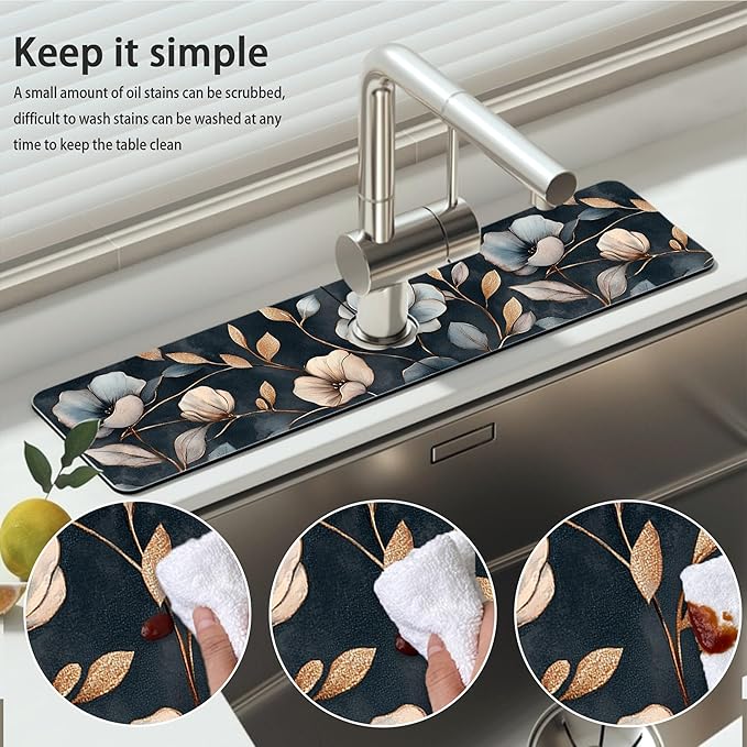 Bimkole 2 PCS Faucet Absorbent Mat, Kitchen Faucet Sink Splash Guard Wraparound - Image 5