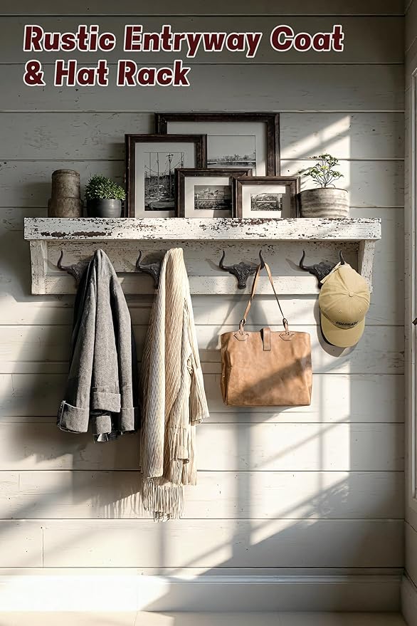 Cast Iron Coat Hooks Wall Mount 2 Pack Outdoor Western Decorative Wall Hooks - Image 2