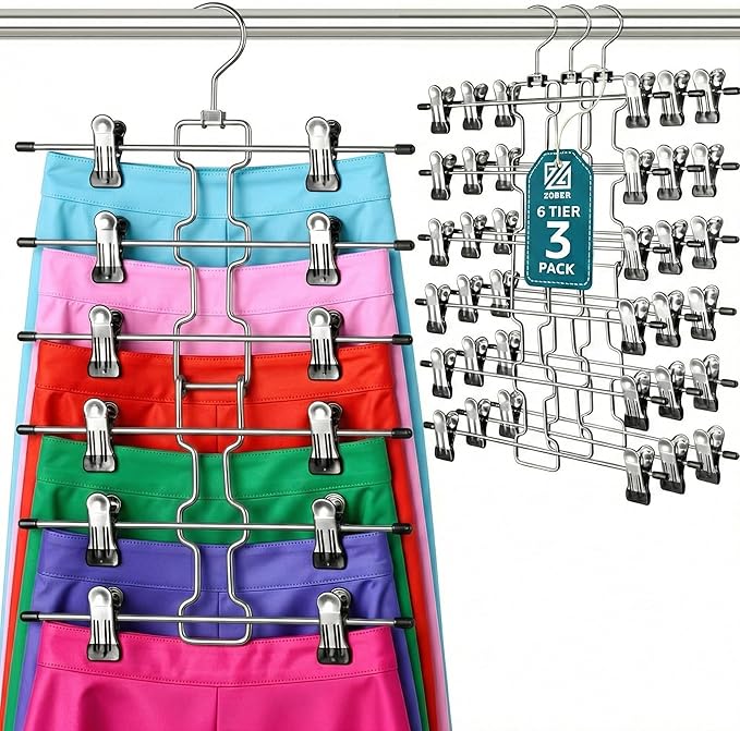 ZOBER 3-Pack 6-Tier Skirt Hangers by ZOBER