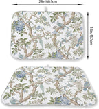 Blue Green Dish Drying Mat 18x24 Inch Chinoiserie Vintage Floral Bird Drying - Image 2