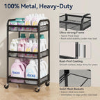 YASONIC 3 Tier Rolling Cart – Metal Utility Storage Carts - Image 2