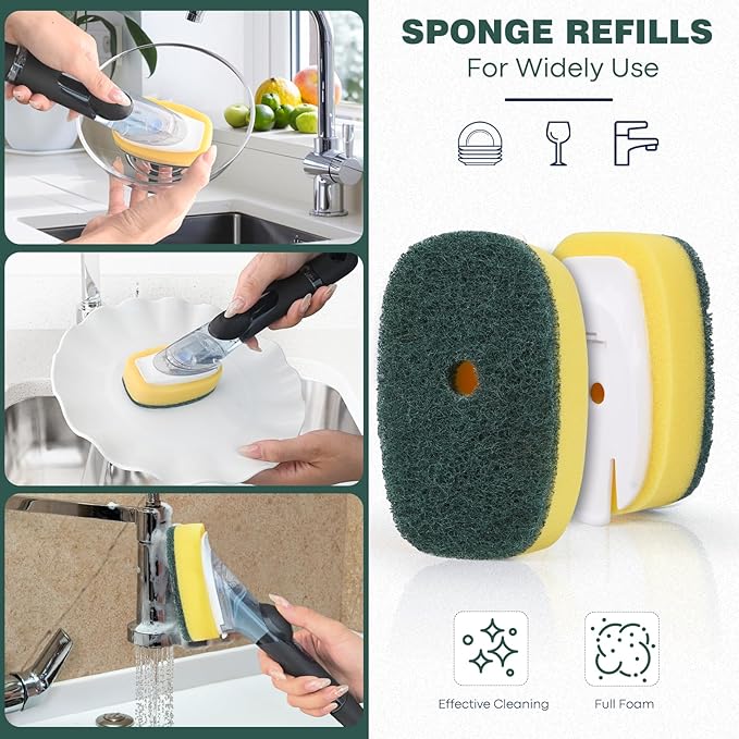 Sponge Brush Refills for OXO Dish Brush, 8 Pack Soap Dispensing Dish Refills - Image 7