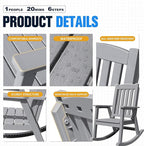 Devoko PP Material Rocking Chair Outdoor Indoor All Weather High Back Patio Rocker for Adult Heavy Duty Rocking Chair for Patio Backyard Porch Garden (Heavy Duty, Gray) - Image 4