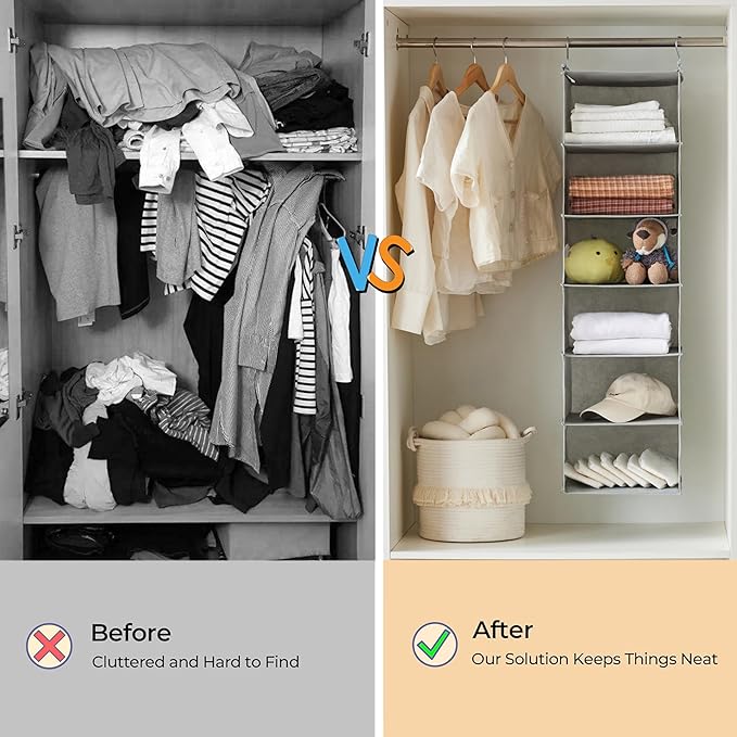 MAX Houser 6 Tier Shelf Hanging Closet Organizer, Closet Hanging Shelf - Image 7