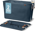 CleverMade Collapsible Laundry Basket LUXE 2 Pack – 60 L Foldable Cotton Blend by CleverMade