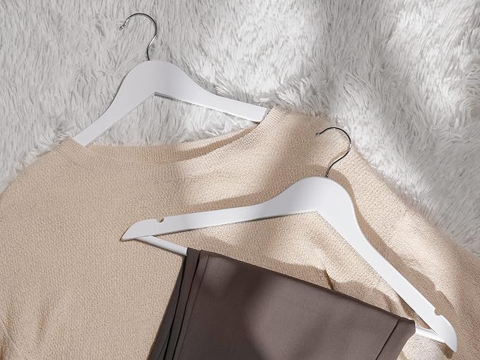 StorageWorks White Wooden Hangers 30 Pack, Heavy Duty Wood Hangers - Image 2