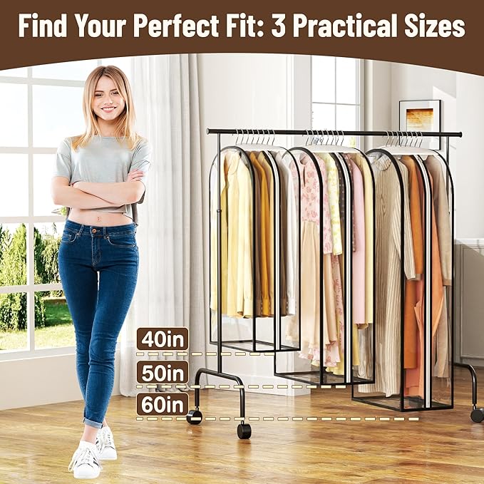 Garment Bags for Hanging Clothes 60” Long, Ultra Clear Suit Bags for Closet - Image 5
