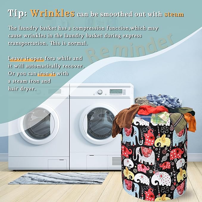 Colorful Elephant Laundry Basket Foldable - Image 6