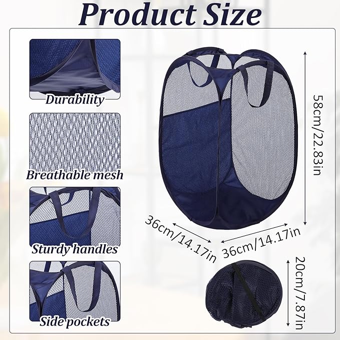 6Pcs Pop up Hampers for Laundry Foldable Mesh Laundry Hamper Baskets - Image 2