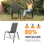 VINGLI Patio Chairs Set of 8 – Stackable Outdoor Dining Chairs with Comfortable Sling High Back Chairs and Armrests for Lawn, Poolside, Courtyard, Balcony, Garden, Black - Image 8