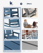 KINGYES Oversized Outdoor Rocking Chair Set of 4, High Density Polyethylene Patio Rocking Chairs with 330lbs Support for Adults, Navy - Image 6