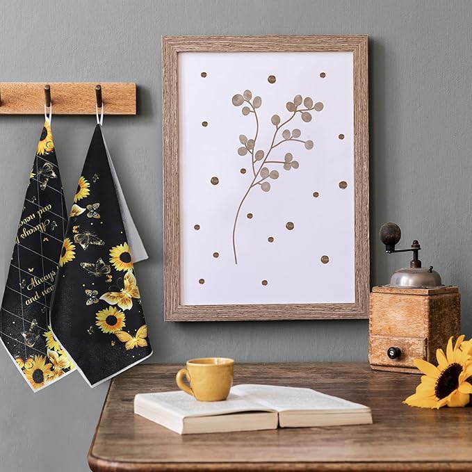 Bencailor 4 Pcs Sunflower Kitchen Towels Butterfly Flower Hand Dish Towels - Image 4