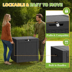 31 Gallon Outdoor Storage Box Weather Resistant UV Protection Waterproof Resin Deck Box for Garden, Patio, Porch, Delivery(Rattan Black) - Image 4