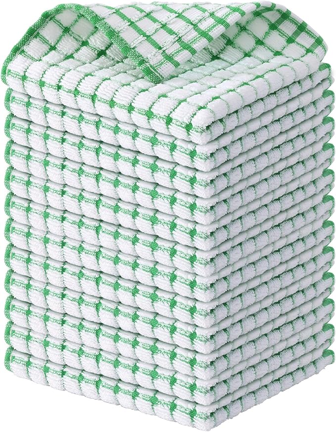Kitinjoy Cotton 12 Pack Terry Kitchen Dish Cloths, 12 x 12 Inches Super Soft by Kitinjoy