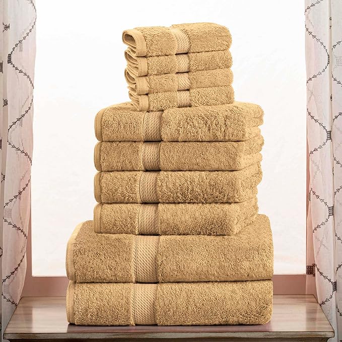 Superior Egyptian Cotton Solid Towel Set, Washcloths 13” x 13”, Hand Towels 20” by SUPERIOR
