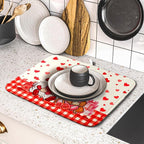 Love Gnome Dish Drying Mat 16"x18" Red Heart Microfiber Dish Drainer Rack Mat - Image 5