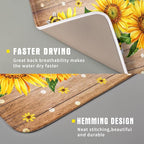 Sunflower Bee Dish Drying Mat for Kitchen Counter Home 16x18 Inch Wood Barn - Image 3
