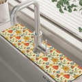 Abstract 70s Mushroom Floral Sink Faucet Absorbing Mat Sink Splash Guard Faucet by Unknown