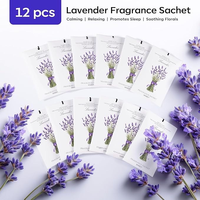 MYARO 12 Pack Lavender Scented Sachets | Odor Eliminator & Air Freshener - Image 6