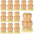 12 Pack Bamboo Dish Scrub Brushes Wooden Scrubbers Set Kitchen Palm Pot Brush by WLLHYF