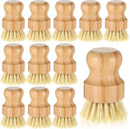 12 Pack Bamboo Dish Scrub Brushes Wooden Scrubbers Set Kitchen Palm Pot Brush by WLLHYF