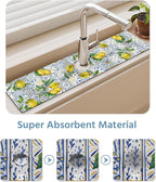 Patterned Sink Faucet Mat Kitchen Splash Guard Super Absorbent Drying Mat - Image 5