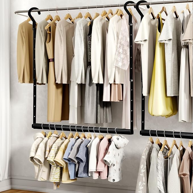 STORAGE MANIAC Adjustable Closet Rod Hanging Clothes Heavy Duty Closet Extender - Image 7