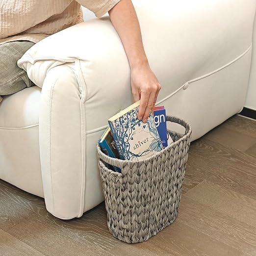 PINXIURY Wicker Trash Can, Watse Basket, Woven Bathroom Trash Can - Image 7