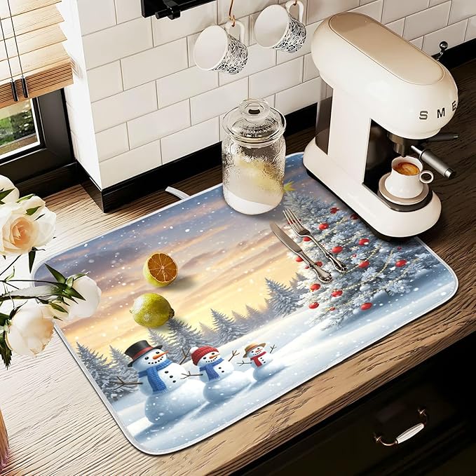 Christmas Tree and Snowman Dish Drying Mat - Image 8