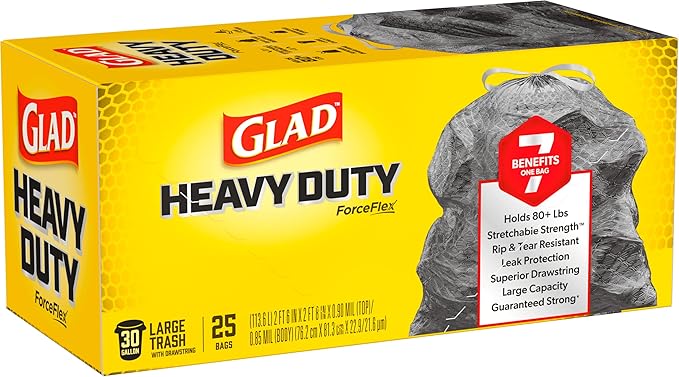 Glad ForceFlex Heavy Duty Large Trash Bags, Hold 80+ lb, 30 Gal, 25 Ct - Image 11