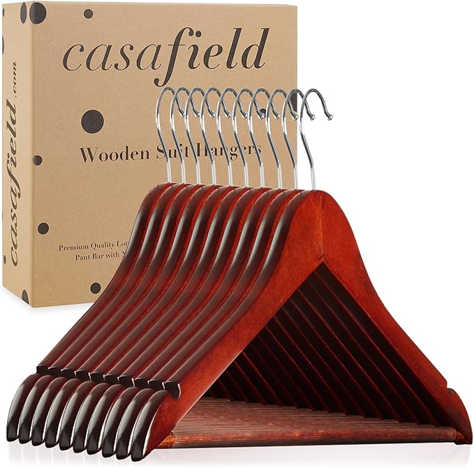 Casafield - 10 Cherry Wooden Suit Hangers - Premium Lotus Wood - Image 6