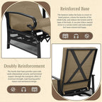Oakcloud Adjustable Outdoor Lounge Chair Metal Patio Relaxing Recliner Chair Set with Bistro Table and Removable Cushions(Brown) - Image 5