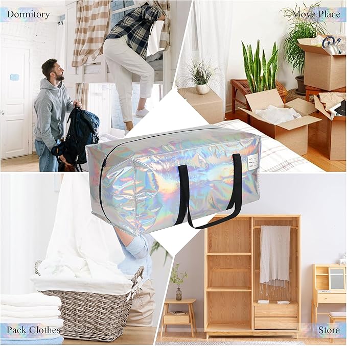 6 Pack Heavy Duty Moving Bags Extra Large Waterproof Foldable Clothing Storage - Image 5
