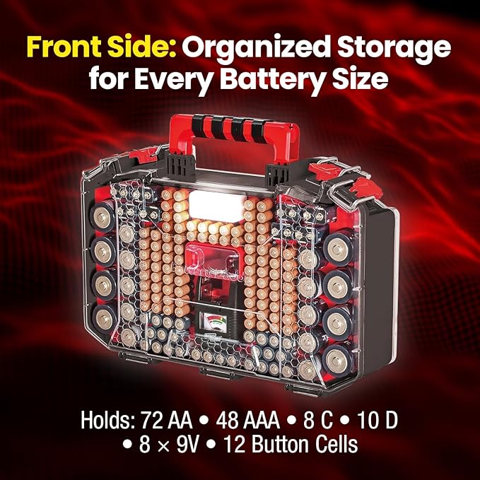 Battery Daddy Storage & Organizer Case w/Light and Tester, Stores & Protects - Image 3