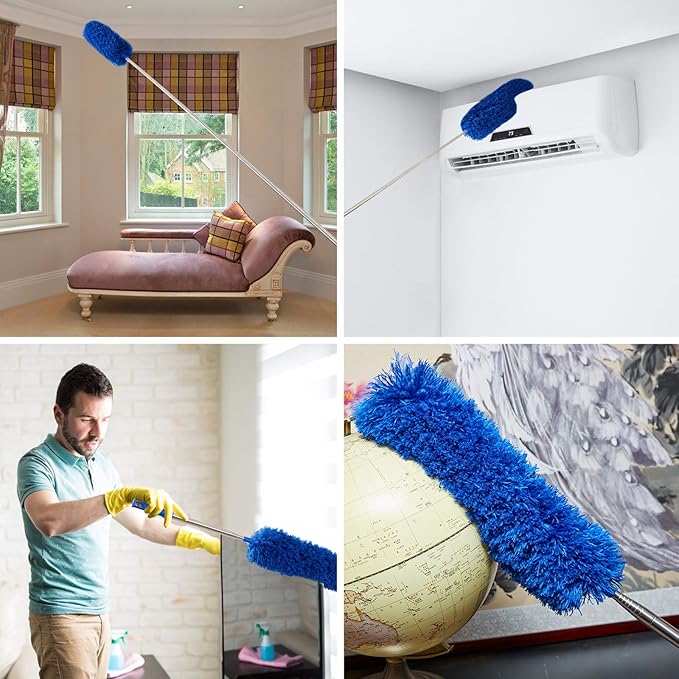 Cobweb Duster with Extension Pole, Washable Cleaning Duster Kit with 2 Duster - Image 4