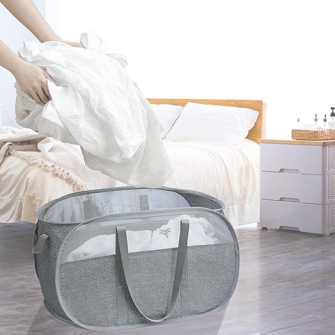 pop-up laundry basket，with Durable Handles collapsible Mesh laundry Hamper - Image 4