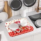 Love Gnome Dish Drying Mat 16"x18" Red Heart Microfiber Dish Drainer Rack Mat - Image 6