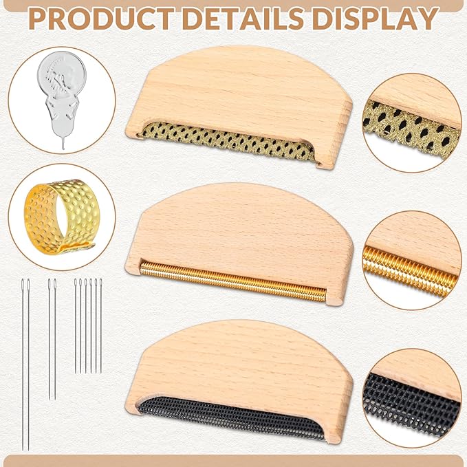 LemonRoad 3 Pcs Wooden Lint Comb Cashmere Comb 3 Styles Manual Fabric Shaver - Image 3
