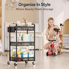 YASONIC 3 Tier Rolling Cart – Metal Utility Storage Carts - Image 7