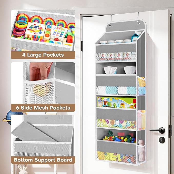 SpaceWhisper Over the Door Organizer, 4 Large Pocket Hanging Storage Organizer - Image 4