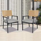 Grand Patio Outdoor Dining Chair Set of 2, 2-Piece Stackable Wicker Chairs with Cushions and Armrest for Restaurant, Garden, Porch, Lawn and Poolside by GrandPatio