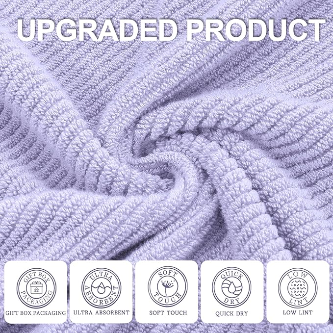 VOOVA & MOVAS Purple Bath Towels Set of 4, Large 30" x 56" - Image 2