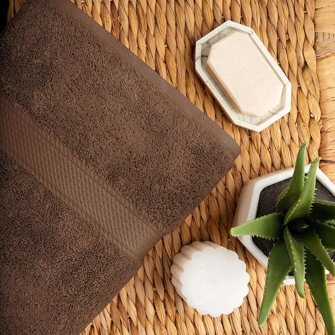 Superior Egyptian Cotton Solid Towel Set, Washcloths 13” x 13”, Hand Towels 20” - Image 5