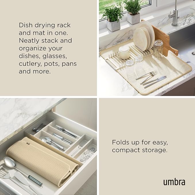 Umbra 330720-354 UDRY Rack and Microfiber Dish Drying Mat-Space-Saving - Image 4