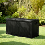JUMMICO 90 Gallon Waterproof Resin Deck Box, Double Wall Outdoor Storage Box with Lockable Lid for Garden Tools, Patio Cushions, Pools (Black) - Image 6