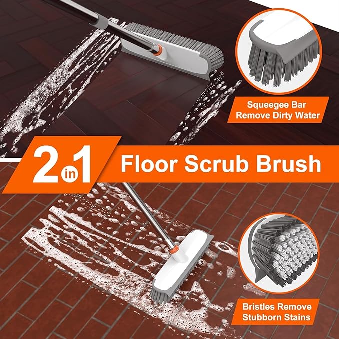 BITOPE Deck Scrub Brush with Long Handle, Heavy Duty Floor Cleaning Brush - Image 4