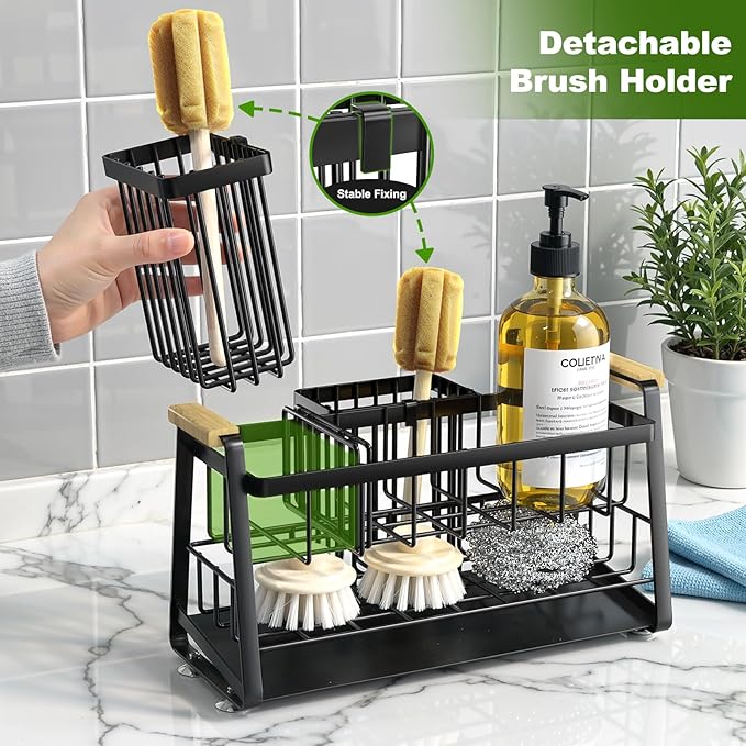 Housolution Sponge Holder for Kitchen Sink, 2-Tier Sink Caddy Organizer - Image 4