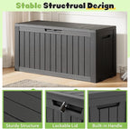 Outdoor Storage Box, Resin Deck Boxes Indoor and outdoor, Waterproof Storage Box Lockable Lid (Black, 75 Gallon) - Image 4