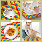 Kitchen Mat Rainbow Half Circle Star Dish Drying Mat 16"x24" Bsorbent Coffee - Image 7